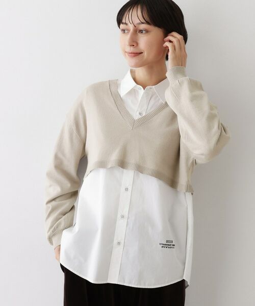 Dessin / デッサン ニット・セーター | 【2点セット/3WAY/洗える】ノースリーブインナー付きVネックショート丈ニット | 詳細2