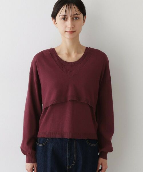 Dessin / デッサン ニット・セーター | 【2点セット/3WAY/洗える】ノースリーブインナー付きVネックショート丈ニット | 詳細22