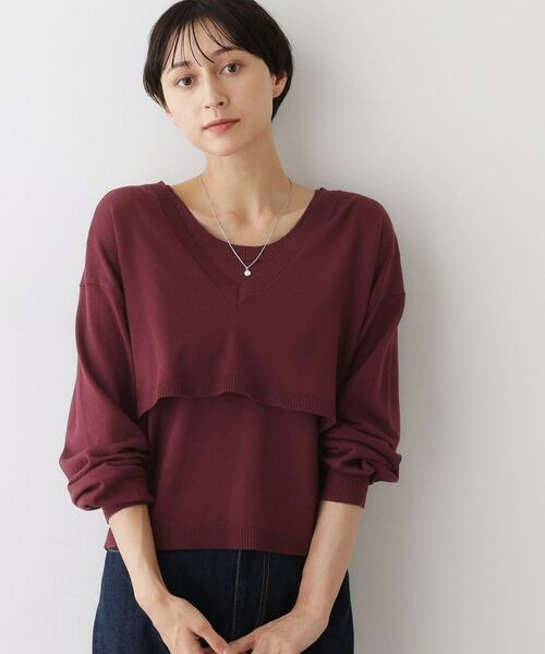 Dessin / デッサン ニット・セーター | 【2点セット/3WAY/洗える】ノースリーブインナー付きVネックショート丈ニット | 詳細8