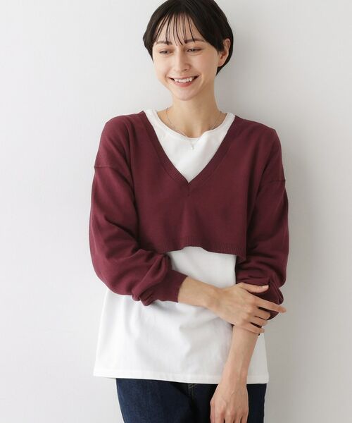 Dessin / デッサン ニット・セーター | 【2点セット/3WAY/洗える】ノースリーブインナー付きVネックショート丈ニット | 詳細9