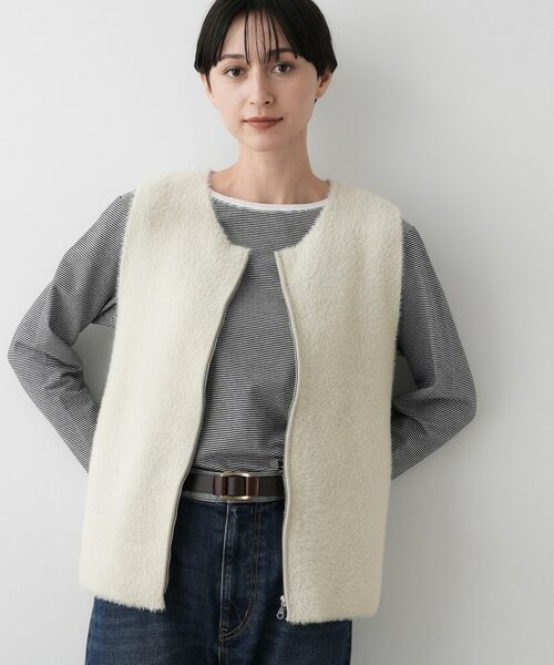 Dessin / デッサン ベスト | 【洗える】ファーヤーンジップジレ | 詳細1