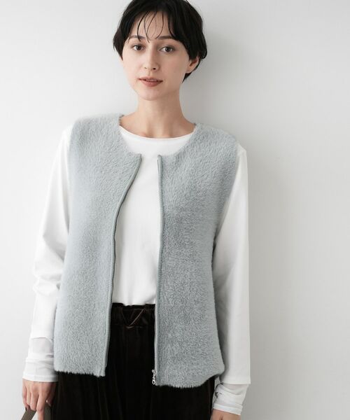 Dessin / デッサン ベスト | 【洗える】ファーヤーンジップジレ | 詳細5