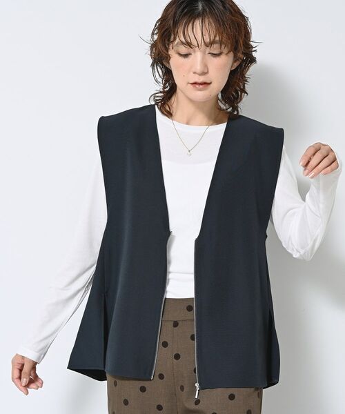 Dessin / デッサン ベスト | 【セットアップ可/洗える】サイドスリットVネックジレ | 詳細1
