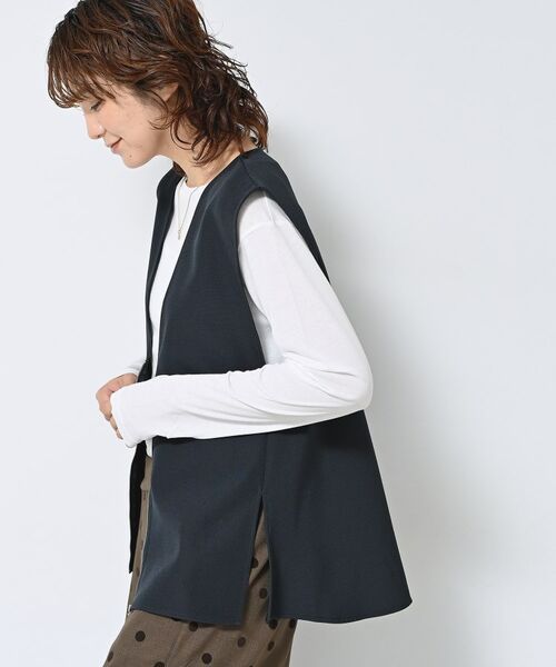 Dessin / デッサン ベスト | 【セットアップ可/洗える】サイドスリットVネックジレ | 詳細2