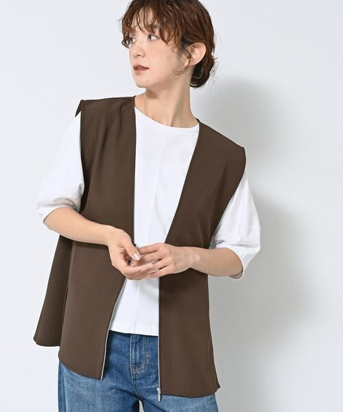 Dessin / デッサン ベスト | 【セットアップ可/洗える】サイドスリットVネックジレ | 詳細5