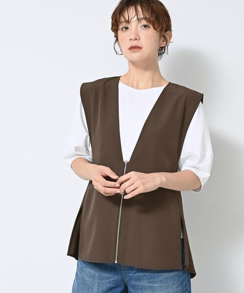 Dessin / デッサン ベスト | 【セットアップ可/洗える】サイドスリットVネックジレ | 詳細6