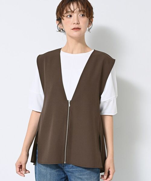 Dessin / デッサン ベスト | 【セットアップ可/洗える】サイドスリットVネックジレ | 詳細9