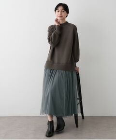 Dessin / デッサン ロング・マキシ丈ワンピース | 【洗える】ニットチュールドッキングワンピース