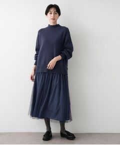 Dessin / デッサン ロング・マキシ丈ワンピース | 【洗える】ニットチュールドッキングワンピース