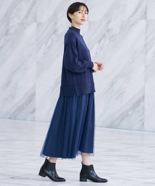 Dessin / デッサン ロング・マキシ丈ワンピース | 【洗える】ニットチュールドッキングワンピース | 詳細21