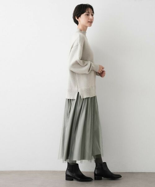 Dessin / デッサン ロング・マキシ丈ワンピース | 【洗える】ニットチュールドッキングワンピース | 詳細3