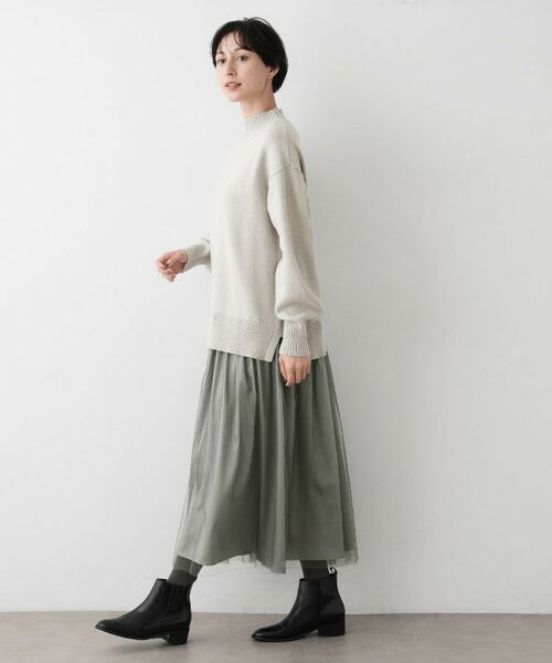 Dessin / デッサン ロング・マキシ丈ワンピース | 【洗える】ニットチュールドッキングワンピース | 詳細6