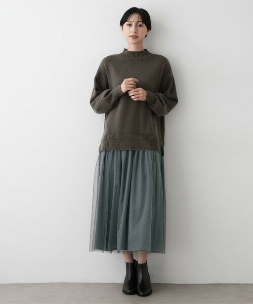 Dessin / デッサン ロング・マキシ丈ワンピース | 【洗える】ニットチュールドッキングワンピース | 詳細8