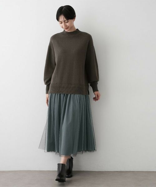 Dessin / デッサン ロング・マキシ丈ワンピース | 【洗える】ニットチュールドッキングワンピース | 詳細9