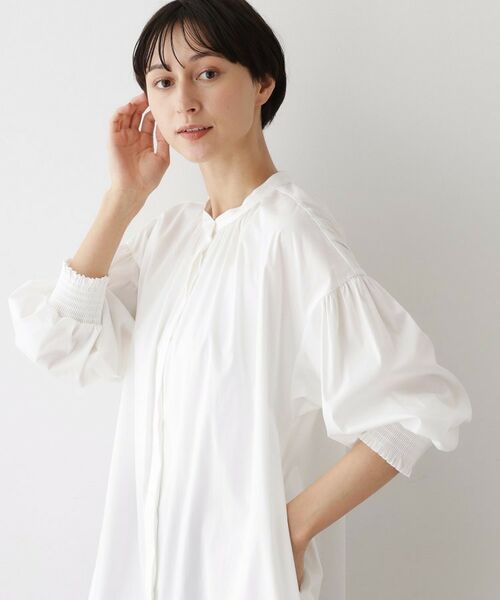 Dessin / デッサン チュニック | 【洗える】ラグランスリーブチュニックシャツ(ホワイト(002))