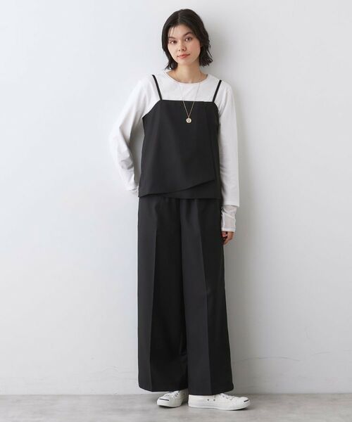 Dessin / デッサン パンツ | 【セットアップ可/ウエストゴム/洗える】サイドライン入りワイドパンツ | 詳細3