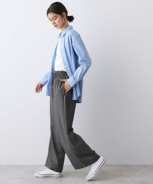 Dessin / デッサン パンツ | 【セットアップ可/ウエストゴム/洗える】サイドライン入りワイドパンツ | 詳細6