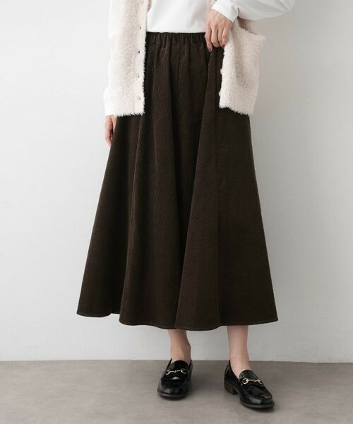 Dessin / デッサン ロング・マキシ丈スカート | 【洗える】コーデュロイフレアスカート(ブラウン(044))