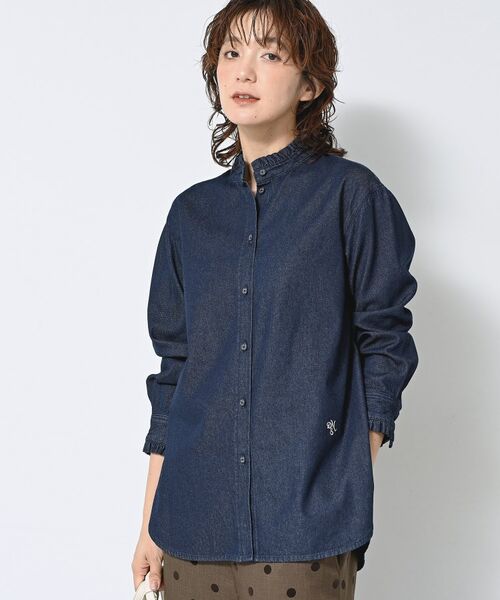 Dessin / デッサン シャツ・ブラウス | 【洗える】フリルデニムシャツ(ネイビー(094))