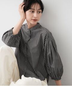 Dessin / デッサン シャツ・ブラウス | 【洗える】ストライプギャザー袖ブラウス