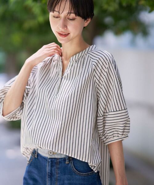 Dessin / デッサン シャツ・ブラウス | 【洗える/五分袖】ランタンスリーブスキッパーネックブラウス | 詳細1