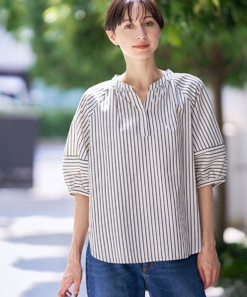 Dessin / デッサン シャツ・ブラウス | 【洗える/五分袖】ランタンスリーブスキッパーネックブラウス | 詳細2