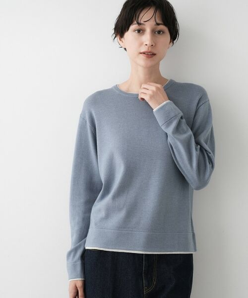 Dessin / デッサン ニット・セーター | 【ユニセックス/洗える】バイカラーニット(ブルー(591))
