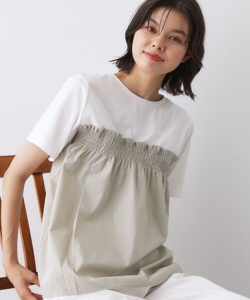 Dessin / デッサン カットソー | 【洗える】ビスチェ風ドッキングカットソー(ホワイト(502))