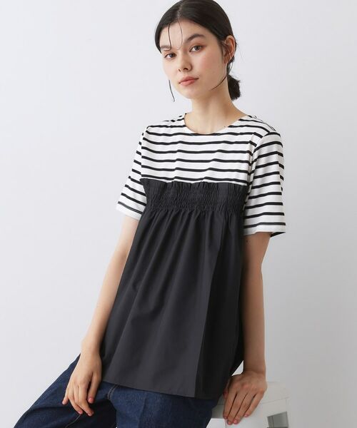 Dessin / デッサン カットソー | 【洗える】ビスチェ風ドッキングカットソー(ブラック(319))