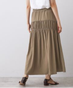 Dessin / デッサン ロング・マキシ丈スカート | 【ウエストゴム/洗える】シャーリングナイロンスカート