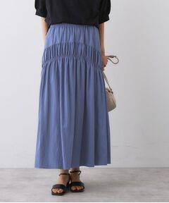 Dessin / デッサン ロング・マキシ丈スカート | 【ウエストゴム/洗える】シャーリングナイロンスカート