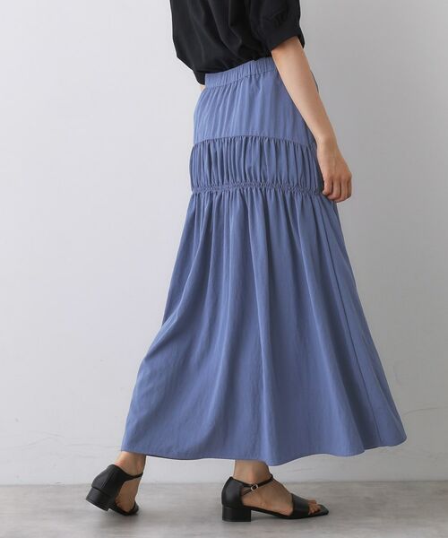 Dessin / デッサン ロング・マキシ丈スカート | 【ウエストゴム/洗える】シャーリングナイロンスカート | 詳細10