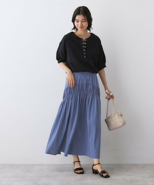 Dessin / デッサン ロング・マキシ丈スカート | 【ウエストゴム/洗える】シャーリングナイロンスカート | 詳細11