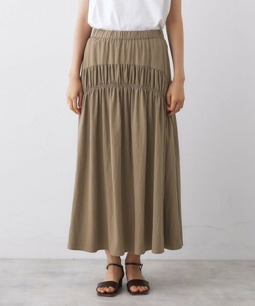 Dessin / デッサン ロング・マキシ丈スカート | 【ウエストゴム/洗える】シャーリングナイロンスカート | 詳細13