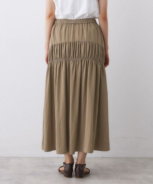 Dessin / デッサン ロング・マキシ丈スカート | 【ウエストゴム/洗える】シャーリングナイロンスカート | 詳細15