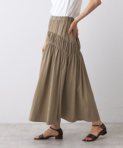 Dessin / デッサン ロング・マキシ丈スカート | 【ウエストゴム/洗える】シャーリングナイロンスカート | 詳細6