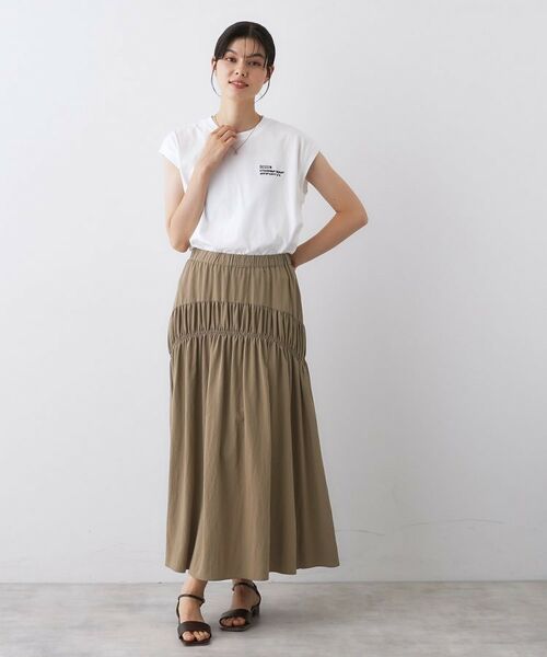 Dessin / デッサン ロング・マキシ丈スカート | 【ウエストゴム/洗える】シャーリングナイロンスカート | 詳細7
