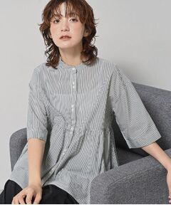 Dessin / デッサン シャツ・ブラウス | 【洗える／体型カバー】バンドカラーペプラムブラウス
