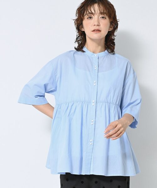 Dessin / デッサン シャツ・ブラウス | 【洗える/体型カバー】バンドカラーペプラムブラウス | 詳細1