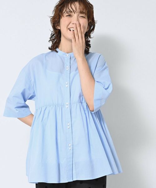 Dessin / デッサン シャツ・ブラウス | 【洗える/体型カバー】バンドカラーペプラムブラウス | 詳細3