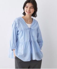 Dessin / デッサン シャツ・ブラウス | 【洗える】フロントリボン七分袖ブラウス