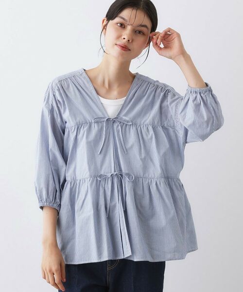 Dessin / デッサン シャツ・ブラウス | 【洗える】フロントリボン七分袖ブラウス | 詳細10