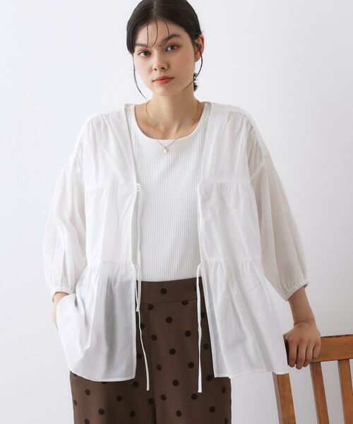 Dessin / デッサン シャツ・ブラウス | 【洗える】フロントリボン七分袖ブラウス | 詳細2