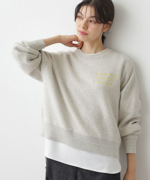 Dessin / デッサン ニット・セーター | 【洗える】メッセージ刺繍入りジャカードニット | 詳細2