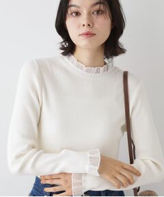 Dessin / デッサン ニット・セーター | 【洗える】オーガンジーフリルニット