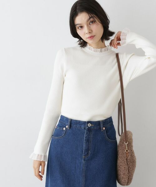 Dessin / デッサン ニット・セーター | 【洗える】オーガンジーフリルニット | 詳細1