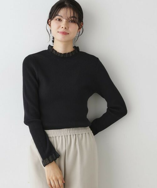 Dessin / デッサン ニット・セーター | 【洗える】オーガンジーフリルニット(ブラック(019))