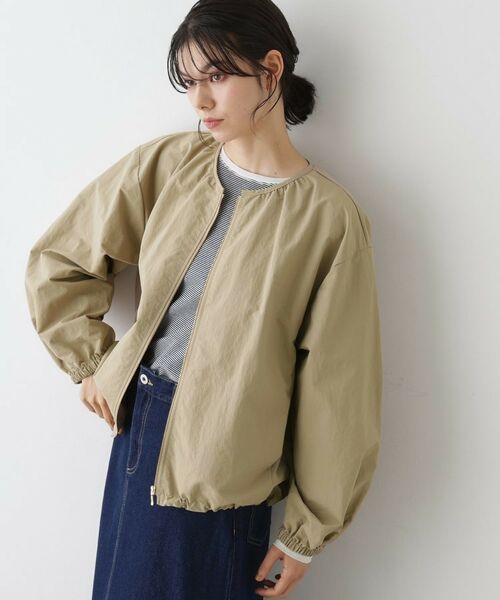 Dessin / デッサン レザーブルゾン・ジャケット | 【撥水・洗える】クルーネックブルゾン(ベージュ(052))