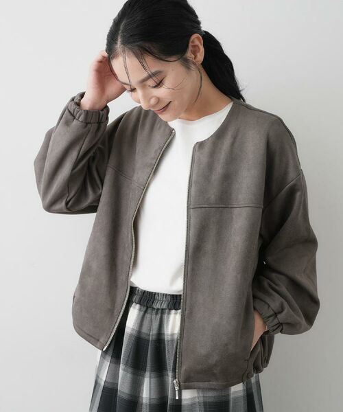 Dessin / デッサン レザーブルゾン・ジャケット | 【セットアップ可・洗える】マシュマロスウェードジップブルゾン | 詳細1