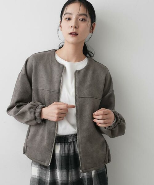 Dessin / デッサン レザーブルゾン・ジャケット | 【セットアップ可・洗える】マシュマロスウェードジップブルゾン(チャコールグレー(014))